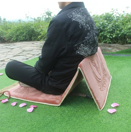 Portable Prayer Mat with Backrest - Foldable Muslim Prayer Rug for Travel