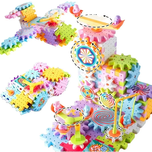 Kids Electric Gear Building Toy – Motorized Spinning Gears STEM Construction Set for Ages 6-12