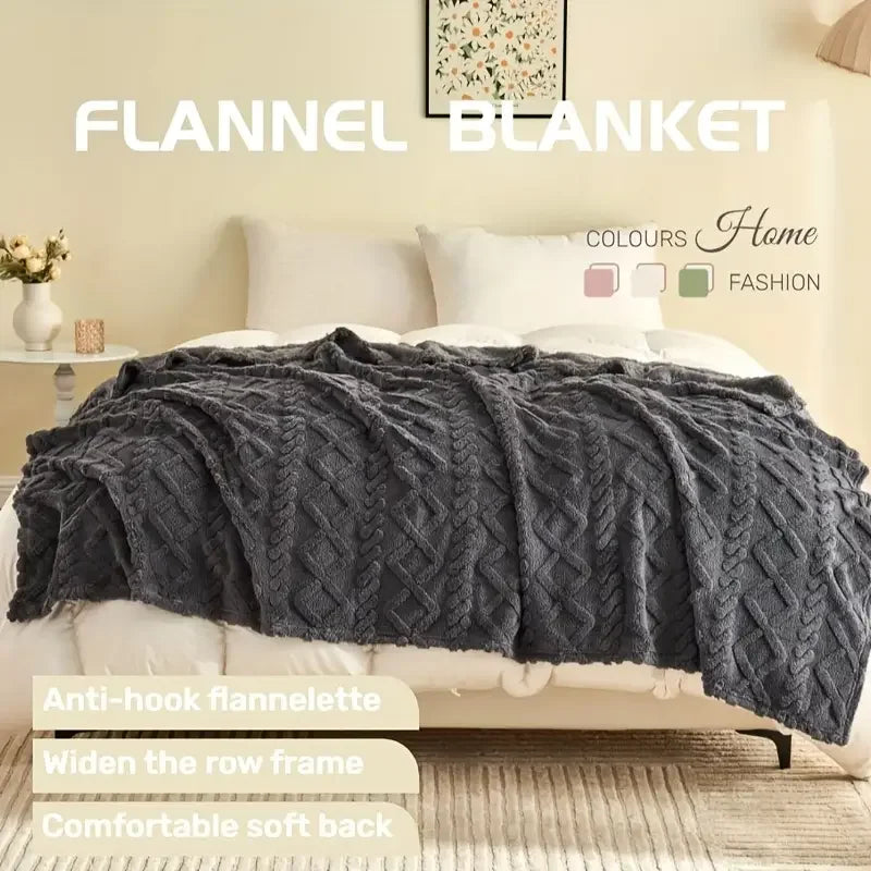 Ultra-Soft 3D Plush Fleece Blanket – Luxurious Cozy Flannel Throw for Bed & Sofa