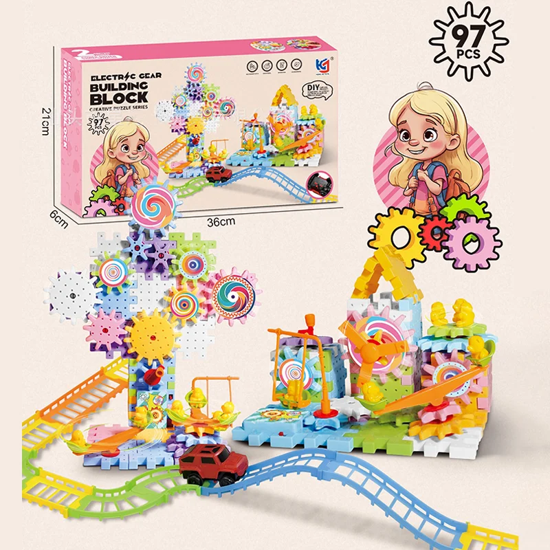 Kids Electric Gear Building Toy – Motorized Spinning Gears STEM Construction Set for Ages 6-12
