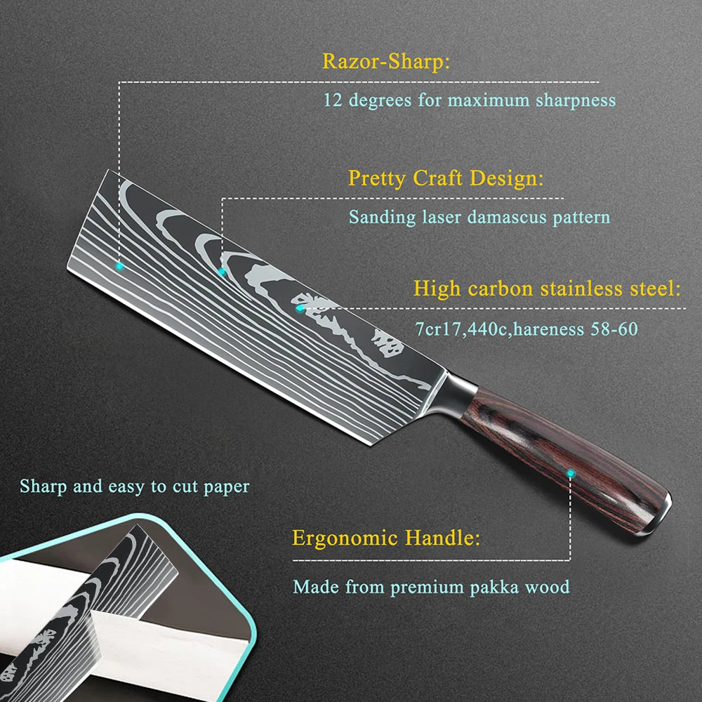 Professional Japanese Chef Knife - Premium Stainless Steel Kitchen Knife with Gift Box