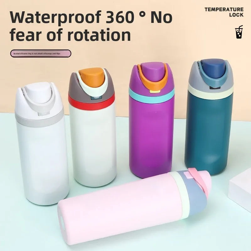 Kids Insulated Straw Water Bottle - 16/19/24/32oz Stainless Steel Thermos