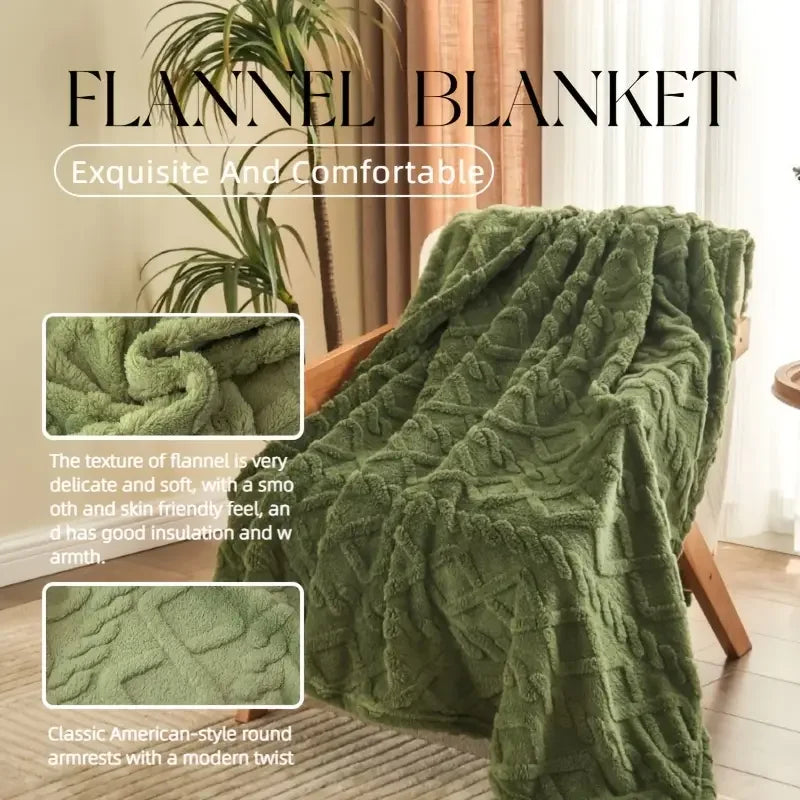 Ultra-Soft 3D Plush Fleece Blanket – Luxurious Cozy Flannel Throw for Bed & Sofa
