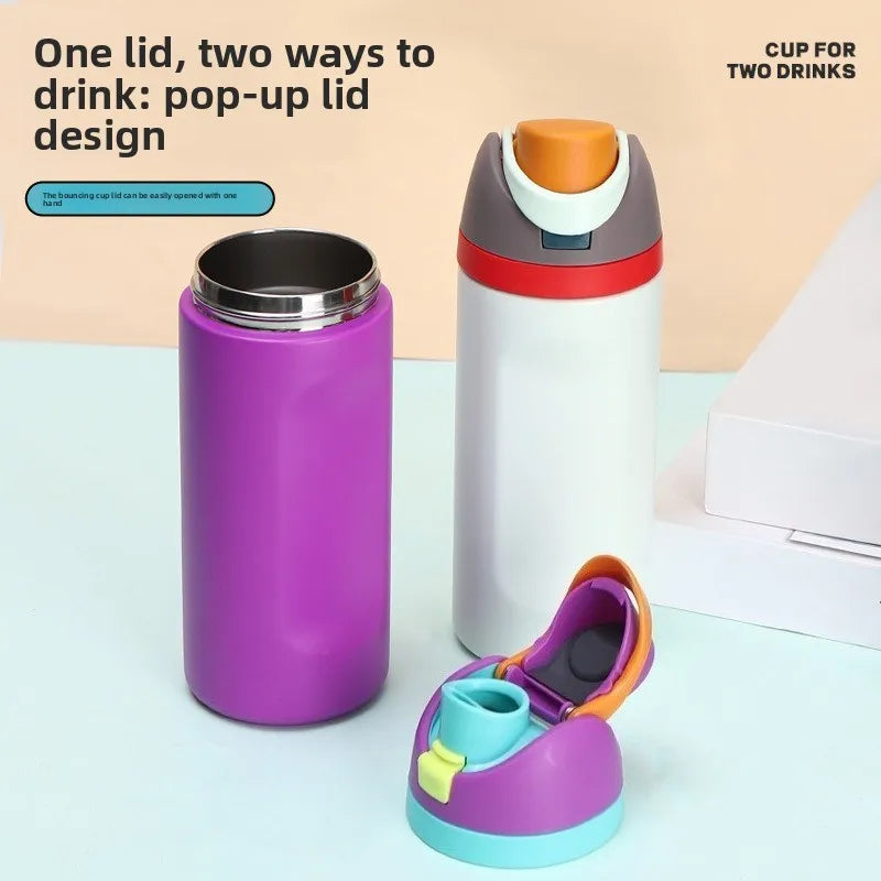 Kids Insulated Straw Water Bottle - 16/19/24/32oz Stainless Steel Thermos