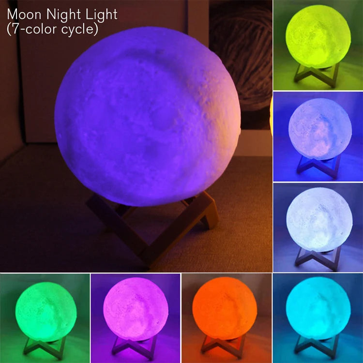 3D Moon Night Light - LED Galaxy Lamp for Kids & Bedroom Decor