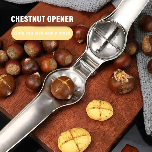 2-in-1 Stainless Steel Nut Cracker & Chestnut Opener — Ergonomic Kitchen Tool