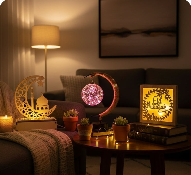 Ramadan Moon Lamp - LED Desk Light Islamic Decoration for Eid Mubarak