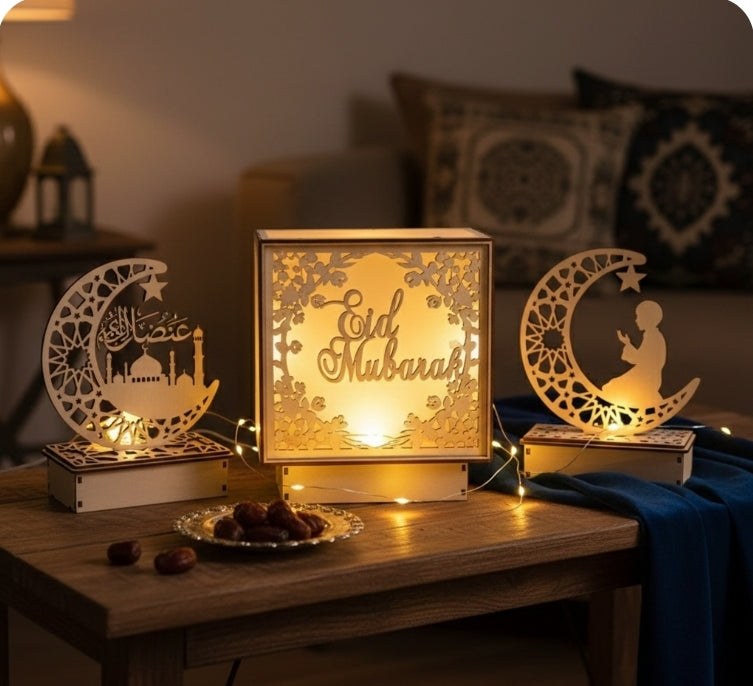 Ramadan Moon Lamp - LED Desk Light Islamic Decoration for Eid Mubarak