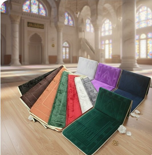 Portable Prayer Mat with Backrest - Foldable Muslim Prayer Rug for Travel