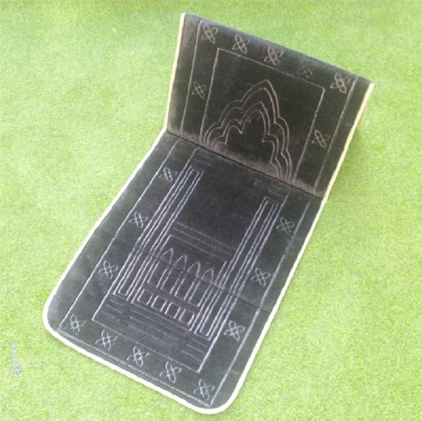 Portable Prayer Mat with Backrest - Foldable Muslim Prayer Rug for Travel