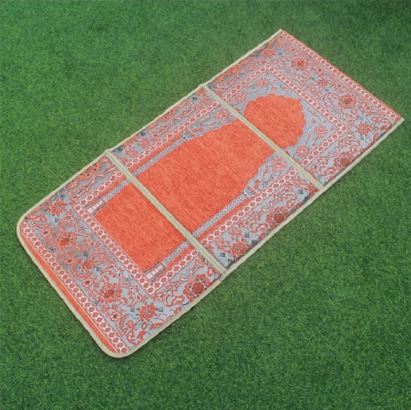 Portable Prayer Mat with Backrest - Foldable Muslim Prayer Rug for Travel